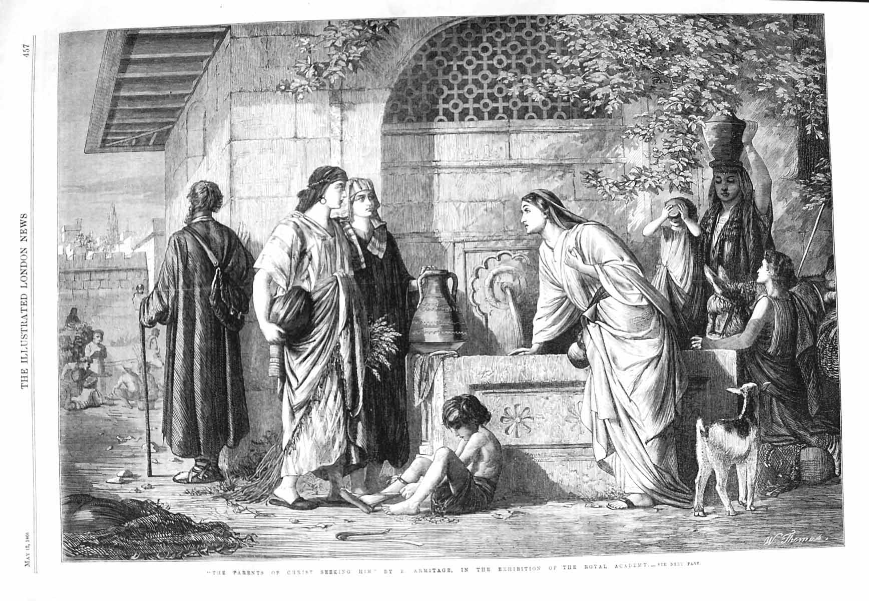 Original Old Antique Print 1866 Parents Christ Mary Joseph Armitage Fine Art