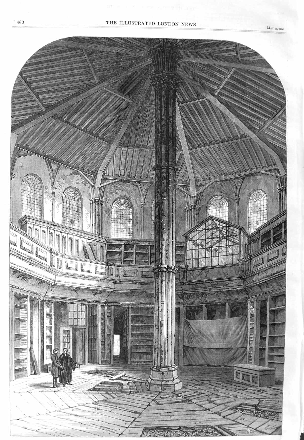 Original Old Antique Print 1866 Chapter House Westminster Abbey London Fine Art