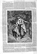 Original Old Antique Print 1866 Happy Mother Gerard Children Trees Basket 19th