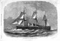Original Old Antique Print 1866 Iron Clad Fleet Bellerophon Ship 19th