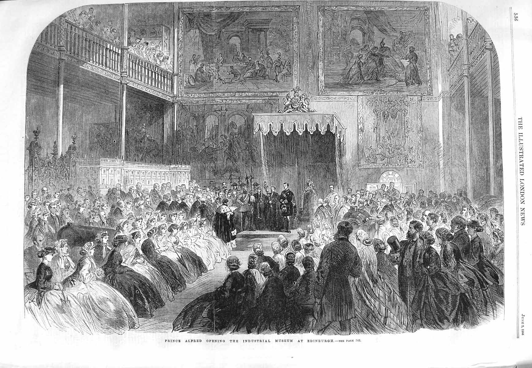 Old Antique Print 1866 Prince Alfred Industrial Museum Edinburgh Scotland 19th
