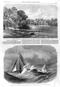 Old Antique Print 1866 Titness Park Sunningdale Vindex Christabel Yachts 19th