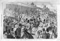 Old Antique Print 1866 Tribunes Longchamps Horse Racing Grand Prix Paris 19th