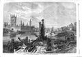 Original Old Antique Print 1866 Works Southern Embankment Thames Lambeth London