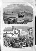 Original Old Antique Print 1866 Duke Edinburgh Docks Birkenhead King Italy War