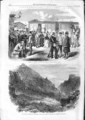 Original Old Antique Print 1866 Austrian Prisoners Railway Guben Fenestrell 19th