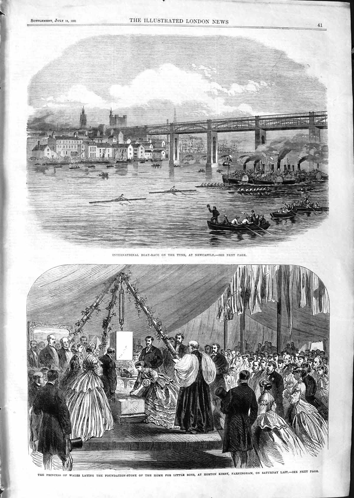 Old Antique Print 1866 Boats Tyne Newcastle Princess Wales Horton Kirby 19th