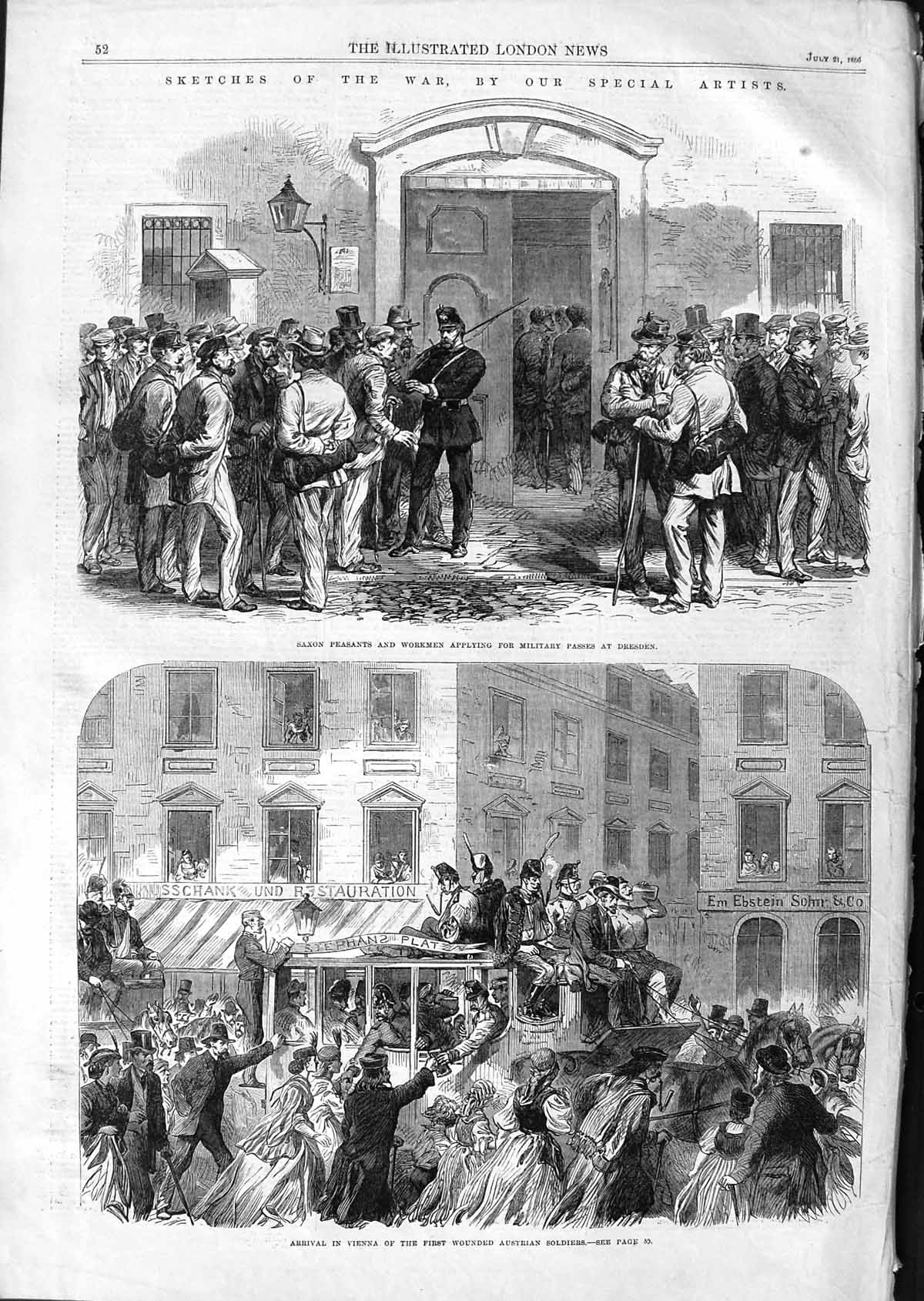 Original Old Antique Print 1866 Saxon Peasants Dresden Vienna Austrian Siers