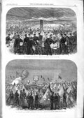 Antique Old Print *3567 1866 Wimbledon Rifle Meeting Camp Belgian Visitors
