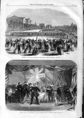 Original Old Antique Print 1866 Canadian Volunteers Champ Mars Montreal Eastern