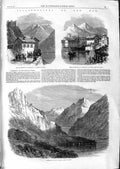 Original Old Antique Print 1866 Fortress Rocca D'Anfo Lake Idro Garibaldi Garda