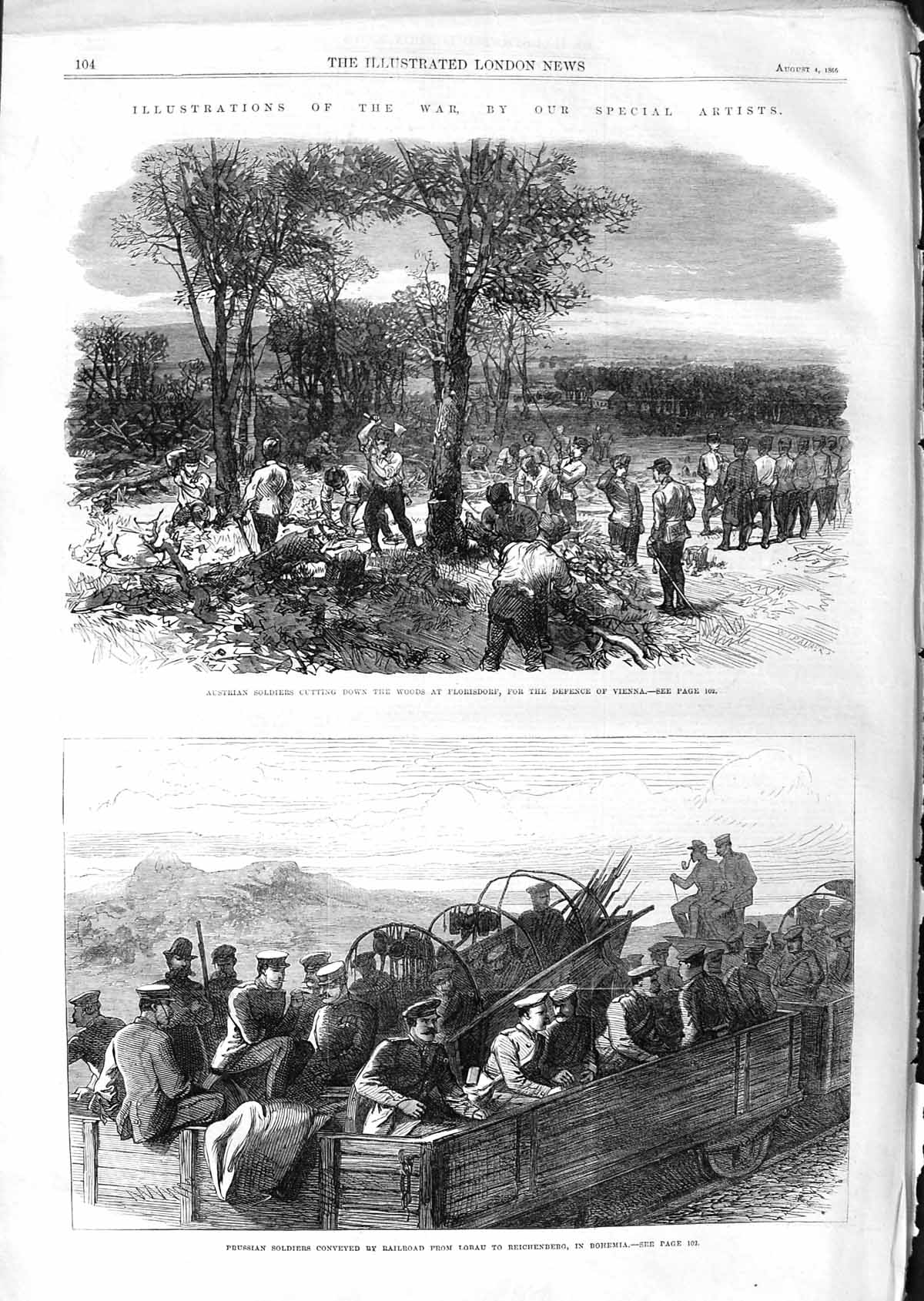 Original Old Antique Print 1866 War Austrian Siers Prussian Lake Garda Vienna