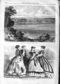 Original Old Antique Print 1866 Archery Fete Crown Point Norwich Paris Fashion