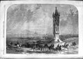 Original Old Antique Print 1866 War Vienna Monument Spinnerin Kreuz Siers 19th