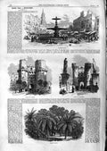 Old Antique Print 1866 Market Place Valencia Serranos Orange Grove Cuarte 19th