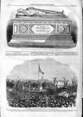 Original Old Antique Print 1866 Monument Archbishop Sumner Canterbury Consort
