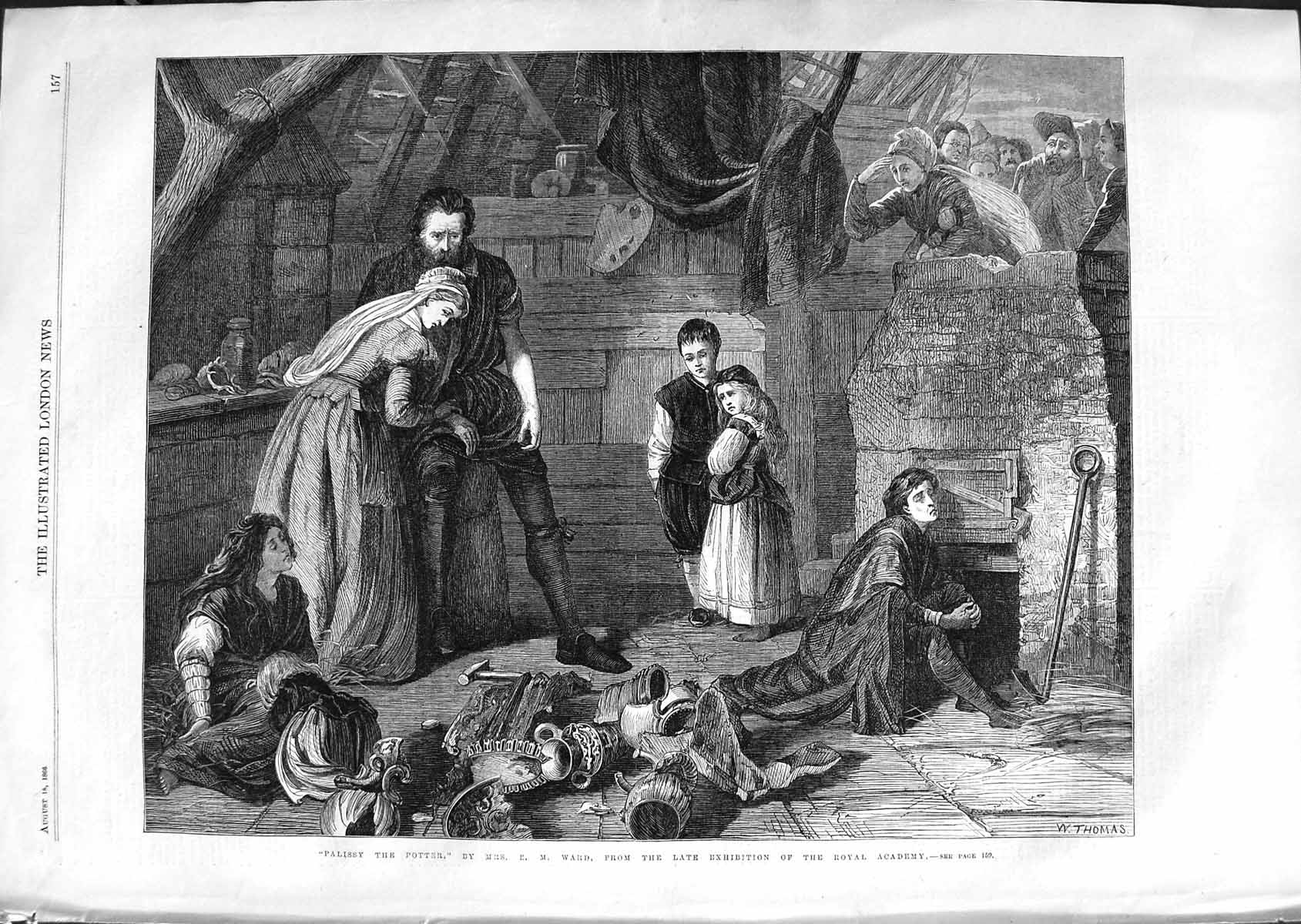 Old Antique Print 1866 Palissy Potter Children Ward Fine Art Exhibition 19th