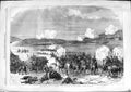 Original Old Antique Print 1866 Battle Blumenau War Presburg Dead Bodies Horses