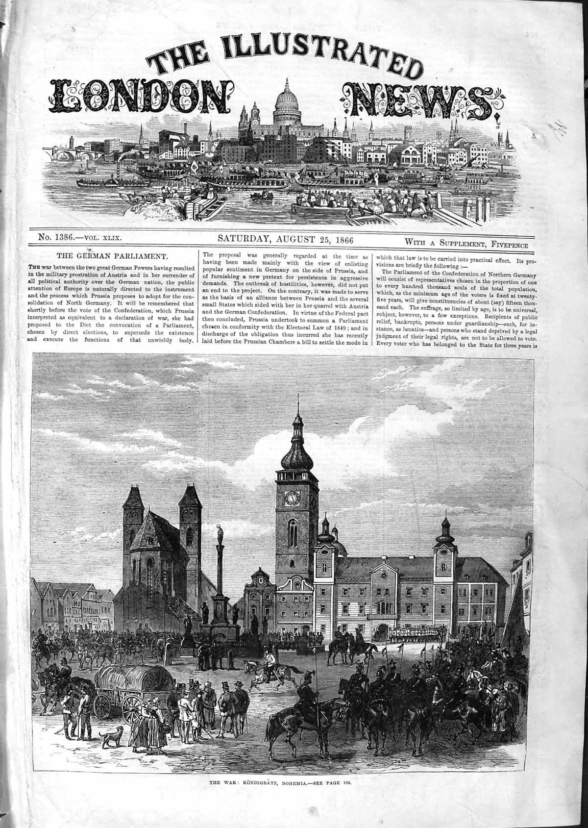 Original Old Antique Print 1866 War Koniggratz Bohemia Siers Horses F Victorian