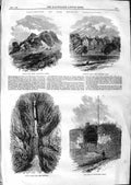 Old Antique Print 1866 Charnwood Forest Annesley Hall Cave Matlock Castle 19th