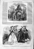 Original Old Antique Print 1866 Triumphal Arch Ouse Bridge York Paris Victorian