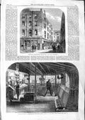 Original Old Antique Print 1866 Garraway Coffee House Signal Box Railway 19th