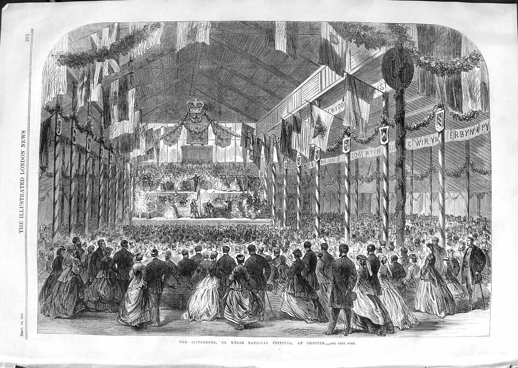 Old Antique Print *3575 1866 Eisteddfod Welsh National Festival Chester