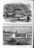 Old Antique Print 1866 Charlottenburg Omnibus Berlin Bridge Paris Palace 19th