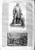 Original Old Antique Print 1866 Statue John Franklin Bas-Relief Monument W 19th