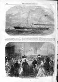 Original Old Antique Print 1866 Yacht Jerome Napoleon Havre Rouge Heligoland