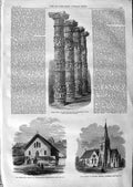 Original Old Antique Print 1866 Terra-Cotta Pillars Kensington Church Gifford
