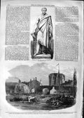 Old Antique Print 1866 Statue Duke Sutherland Launch Life-Boat Carnarvon 19th