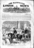 Original Old Antique Print 1866 Prussian Festival Victory Berlin Wreaths Kings
