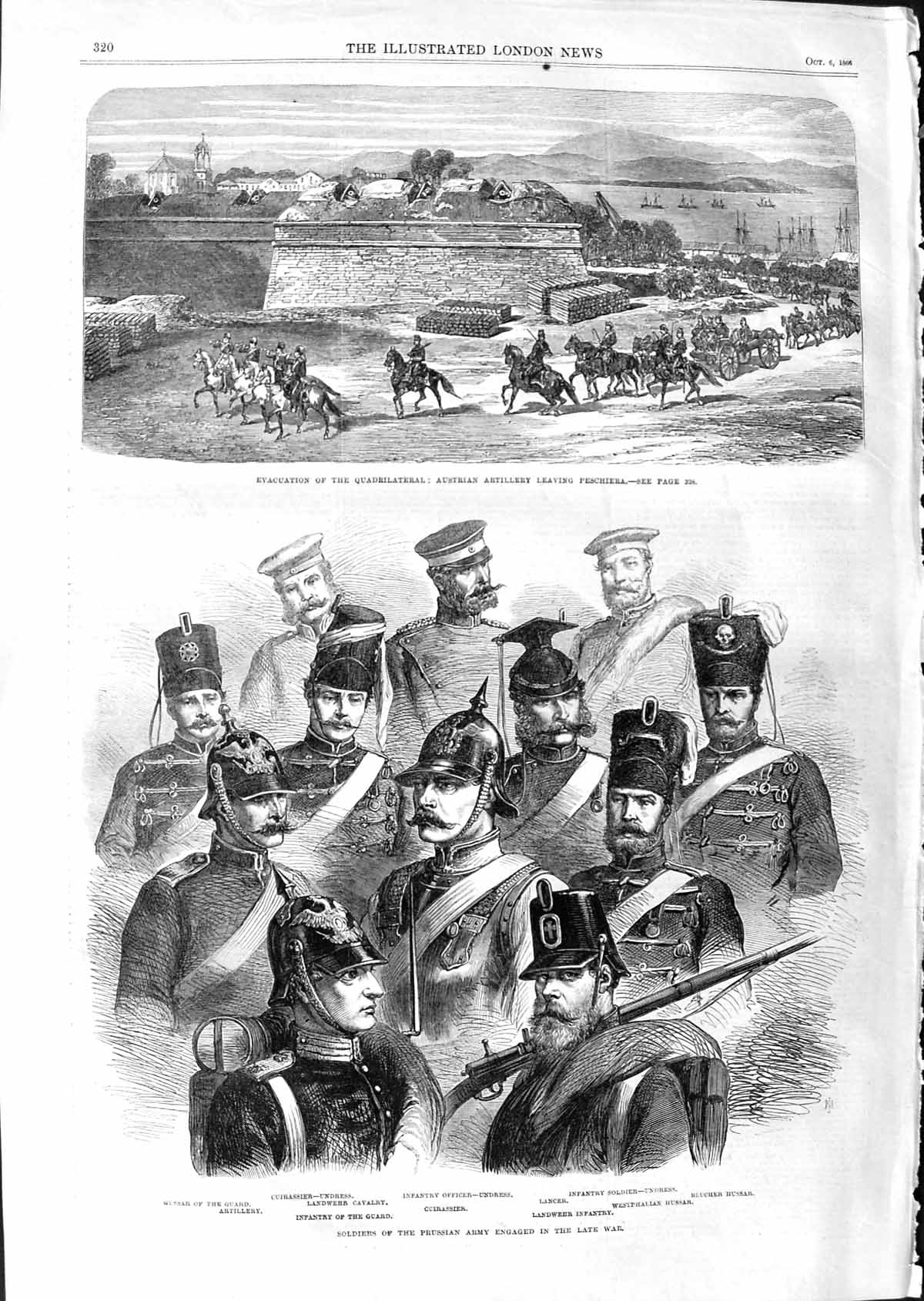 Original Old Antique Print 1866 Siers Prussian Army Evacuation Quadrilateral