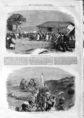 Original Old Antique Print 1866 War South America Battle Capon Peris Brazilians