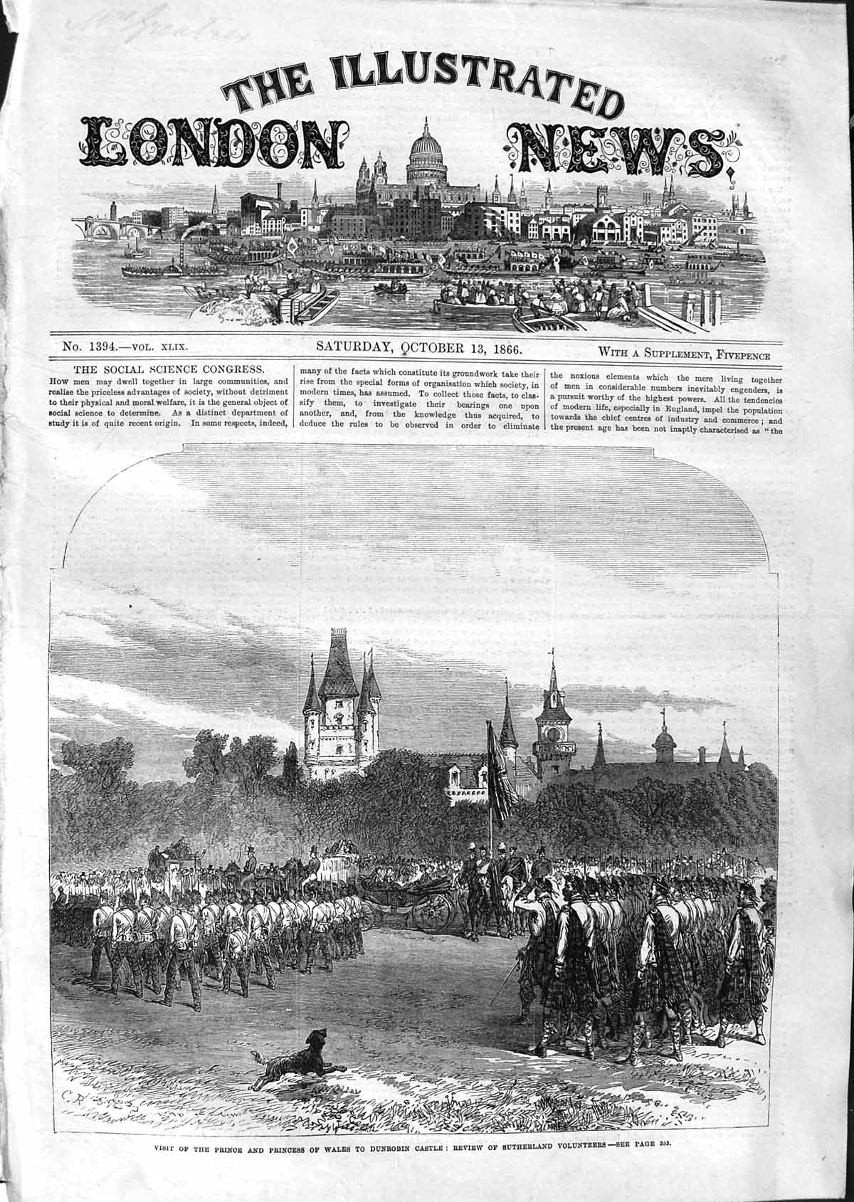Old Antique Print 1866 Prince Wales Dunrobin Castle Oykel Viaduct Railway 19th