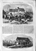 Original Old Antique Print 1866 Railway Station Guadalupe Mexico Samuel Canning