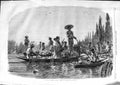 Antique Old Print *3579 1866 Mexican Indians Taking Fruit Market River Boats