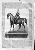 Original Old Antique Print 1866 Statue Prince Consort George'S Hall Liverpool