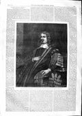 Original Old Antique Print 1866 Portrait Lord Chancellor Clarendon Peter Lely