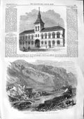 Original Old Antique Print 1866 Townhall Hartlepool Iron Railway Bridge Savoy