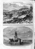 Original Old Antique Print 1866 Aberdeen Waterworks Deeside Dock Cochin China