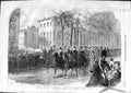 Original Old Antique Print 1866 King Queen Belgians Volunteers Brussels Siers