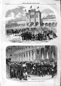 Original Old Antique Print 1866 King LeopTir National Brussels English Army