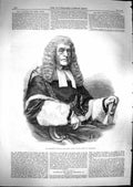 Original Old Antique Print 1866 Sir Frederick Pollock Chief Baron Court Ex 19th