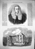 Original Old Antique Print 1866 Fitzroy Kelly Court Exchequer Cambridg Victorian