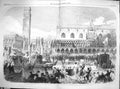 Original Old Antique Print 1866 Damaged King Emmanuel Venice Doge'S Palace