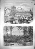Original Old Antique Print 1866 King Victor Emmanuel Venice Lake Huron Ontario