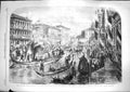 Original Old Antique Print 1866 King Victor Emmanuel Venice State Barge Canal