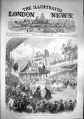 Original Old Antique Print 1866 Queen Statue Prince Consort Wolver Victorian